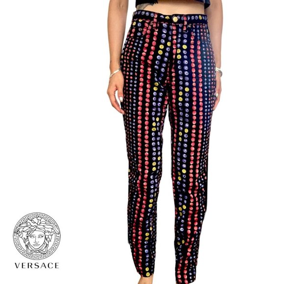 versace jeans couture fruits fruity kiwi blueberry cherry print jeans “27 - Picture 1 of 3